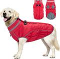 Malier Dog Coat, Reflective Dog Jacket Waterproof Windproof Puppy Cold Weather Coats with Harness Built in, Winter Extra Warm Pet Coat Fleece Vest for Small Large Pets and Puppy (Red, X-Large)