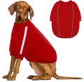 Queenmore XXL Christmas Dog Sweater, Cozy Fleece Dog Sweatshirt, Warm Winter Fleece Jacket for Small, Medium & Large Dogs with Leash Hole/Reflective Stripes Red