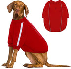 Queenmore XXL Christmas Dog Sweater, Cozy Fleece Dog Sweatshirt, Warm Winter Fleece Jacket for Small, Medium & Large Dogs with Leash Hole/Reflective Stripes Red