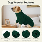 SAWMONG Dog Sweater, Dog Sweaters for Small Dogs Girls Boys, Pullover Turtleneck Knitted Doggy Sweatshirt, Cold Weather Pet Clothes（Green, Small