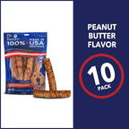 Pet Factory 100% Made in USA Beefhide 8" Rolls Dog Chew Treats - Peanut Butter Flavor, 10 Count/1 Pack