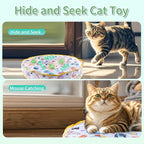Interactive Cat Toys Fast Rolling Ball in Play Pouch, Motion Activate Chirping Cat Toy Hide and Seek Mouse Catching Game, 28 Inch Play Pouch