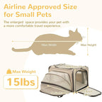 Cat Carrier Soft for Pets Up to 15 Lbs, TSA Airline Approved Pet Carriers, Expandable Dog Carrier for Travel, Soft Sided Collapsible Pet Travel Carrier for Cats and Small Dogs, Grey