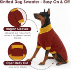 Great Dane Dog Sweater XXXXXL, Warm Turtleneck Dog Sweater with Harness Hole, Stretchy Christmas Sweaters for Extra Large Dogs Boy Girl, Winter Warm Pet Clothes Holiday Outfit, Burgundy 5XL