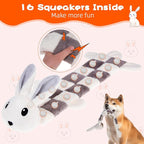Mihachi Dog Squeaky Toys 16 Squeakers for Aggressive Chewers, Tough Interactive Tug of War Dog Toy-Squeaky Chew Toy for Small,Medium,Large Breed No Stuffing Rabbit Toy, Fun Long Toys 22.8 Inches