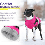 SUNFURA Dog Coat, XXL Dog Jacket Winter with Harness Built in, Waterproof Pet Snow Jacket with Furry Collar for Chilly Day, Reflective Fleece Snowsuit for Extra Large Dogs, Hot Pink 2XL