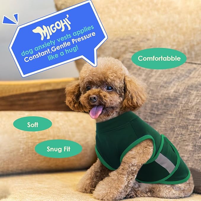 MIGOHI Breathable Dog Anxiety Calming Vest,Dog Firework Anxiety Relief Vest,Dogs Stress and Anxiety Relief Coat,Anxiety Vest for Large Dogs,XL,Green