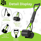 28" Foldable Pooper Scooper with Bag Dispenser & Rolls – Compact One-Hand Pickup, Heavy-Duty Design for Yard & Daily Walks
