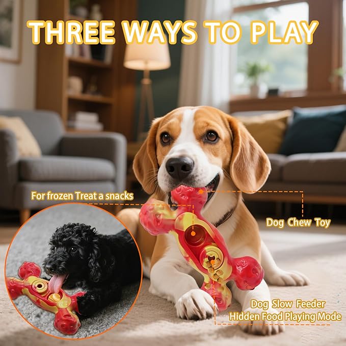 Magicorange Dog Chew Toys for Aggressive Chewers, 1 Pack Indestructible Toy for Medium/Large Breed, Nylon Dog Toys to Keep Them Busy,Bacon Flavor (Orange)