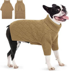AOFITEE Dog Sweater, Dog Sweaters for Medium Dogs Girl, Warm Halloween Dogs Sweater, Winter Medium Pet Sweaters Female Male, Classic Turtleneck Knitwear for French Bulldog, Boston Terrier (Brown M)
