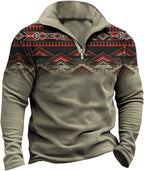 HOTYD Aztec Cowboy Mens Hoodie Vintage Graphic Western Hoodies Casual Long Sleeve 1/4 Zip Pullover Mens Country Jacket