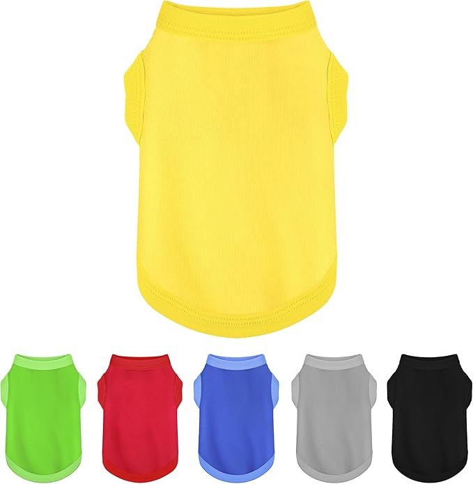 Elevate Your Dog's Fashion Quotient with Colorful and Breathable Sleeveless Cotton Shirts! Perfect Pet Apparel for Small to Medium Dogs Yellow XXS