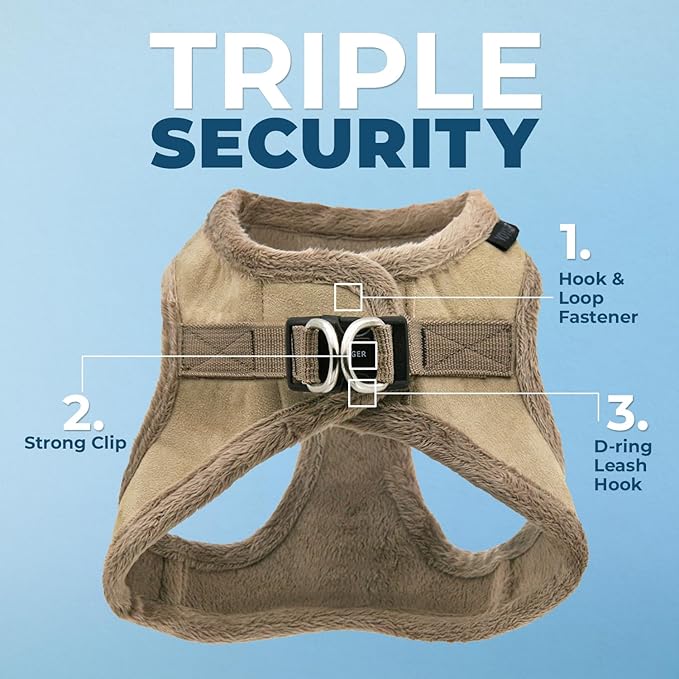 Voyager Step-In Plush Dog Harness – Soft Plush, Step In Vest Harness for Small and Medium Dogs by Best Pet Supplies - Harness (Latte Suede), M (Chest: 16 - 18")