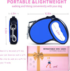 Retractable Dog Leash,[Strong Nylon Tape][One-Handed One Button Lock] for Small Medium Dogs and Cats,16ft Pet Walking Leash with 360°Tangle-Free Design,Anti-Slip Handle,Gift Package (Navy Blue)
