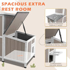 36.1" L Outdoor Cat House,2 Story Wooden Outdoor Cat Shelter with 3 Escape Doors,Weatherproof Fir Wood Feral Cat House with 2 Big Rest Rooms & Openable Asphalt Roof for 2-3 Cats