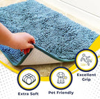 Muddy Mat® Shown on TV – Super Absorbent Door Mat Indoor, Microfiber Quick Dry Chenille Entryway Rug, Non-Slip Front Door Mat, Indoor Mats for Entryway, Machine Washable Pet Rug, Sky Blue 24"x36"