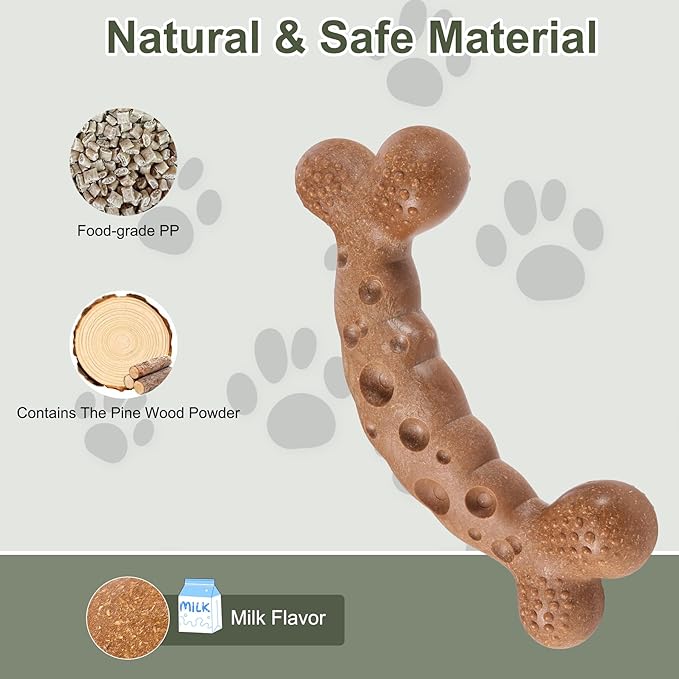 Dog Chew Toy for Aggressive Chewers Milk Flavored Indestructible Dog Bone Toys for Medium Large Breed to Keep Them Busy