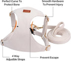 No Pull Dog Harness- Lightweight, Soft, Adjustable Small Harness Collar and Leash Set, Suitable for Cats Puppy Small and Medium-Sized Dog Outdoor Training and Running (Beige, S)