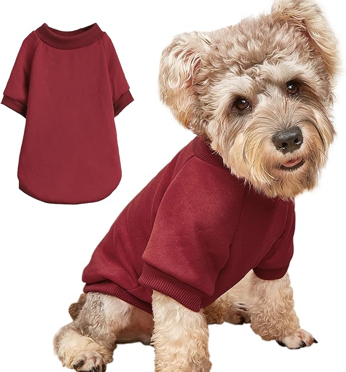 Puppy Sweater for Small Dogs Clothes Warm Winter Cat Clothe Pet Sweatshirt Knitwear Doggie Kitten Clothing, Wine, X-Small