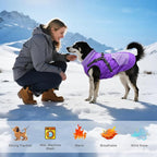 Mosucoirl Warm Dog Coats Pet Clothes, Waterproof Dogs Jacket Reflective Pet Outfits Winter Dog Cold Weather Coat Cozy Snow Jackets Vest for Small Medium Large Dogs Puppy Doggie (Purple, M)
