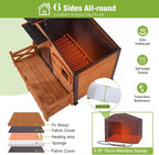 GUTINNEEN Large Heated Dog House Outdoor Dog Kennel Safe Winter Shelter with Thermostat-Controlled Heating Pad, Chew-Proof Metal Frame and 6-Sided Insulated Liner for Small to Large Dogs (Brown)