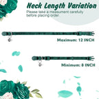 azuza 2 Pack Cat Collar Floral with Bell and Removable Flower Bowtie Breakaway Adjustable Velvet Fabric Cat Collar for Pets and Daily Decoration, Christmas Green & Light Green