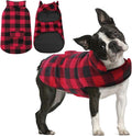 AOFITEE Reversible Dog Coat, Warm Winter Jacket, Thick Padded Vest with Leash Hole, Cotton Material, Plaid Print, Small (23'' Chest)