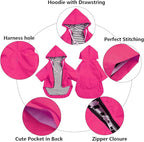 Dog Raincoat rain Jacket Raincoat Dogs Waterproof Small Medium Breeds Zip Closure Storage Pocket Harness Hole Pink L