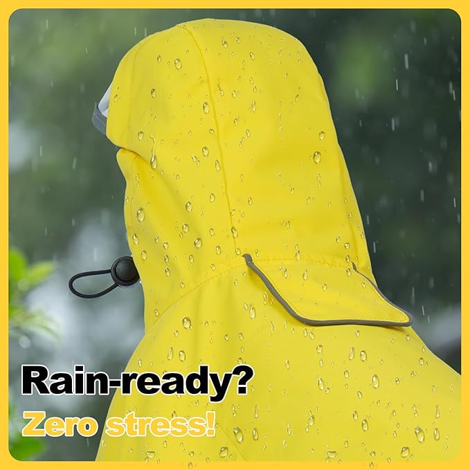 DENTRUN Heavy Duty Dog Raincoat with Hood for German Shepherd, Alaskan Malamute – All-Weather Protection for Hiking, Hunting, Stormy Days – Reinforced Seams, XXXL