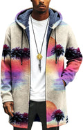 LIZALIG Long Hooded Cardigan Men Japanese Art Style Fashion Cool Graphic Coats Winter Warm Lined Fleece Jacket