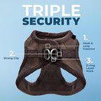 Best Pet Supplies - All Weather Mesh/Plush, Reflective, No Pull Harness for Small, Medium Dogs, Cats - Secure with Hook & Loop Fastener, Buckle, Double D-Rings - Chocolate Suede, XS