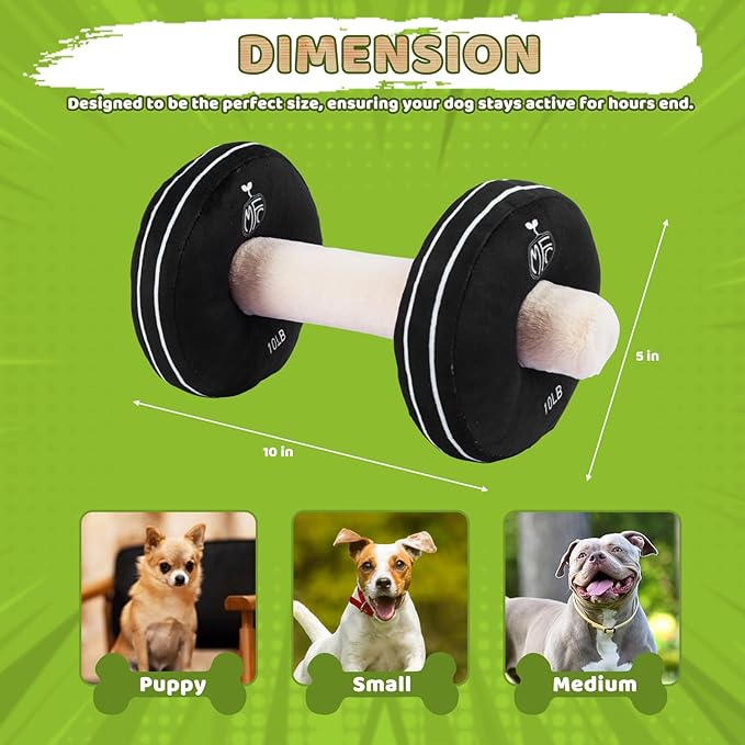 MFC®️Dog Dumbbell | Fun Squeaker Toy | Sports Dog Chew Toy | Durable Toys for Puppies and Adults | Dumbbell with Soft and Safe Material
