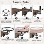 Cat Desk Bed - 360° Rotating & Adjustable, Supports 44 lbs, Soft Faux Fur with Dual-Sided Reversible Mat, Modern Indoor Cat Nest Furniture for Office Desks and Game Tables, Island Table