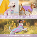 KYEESE 2Pack Dog Shirts Striped T Shirt Soft Tee for Small Dogs Cotton Tank Top Clothes Lightweight Sleeveless Dog Vest, X-Large,Purple+Striped