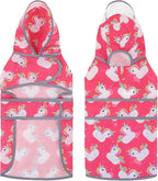 HDE Dog Raincoat with Clear Hood Rain Jacket Poncho for Small Medium Large Dogs Unicorn Ducks Pink - L