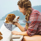 E-Clover Dog Bandanas Boy & Matching Scrunchie Set Dog Bandana Scarf Bibs with Bow Scrunchies for Medium Large Dogs Pet Owner Mom Boho
