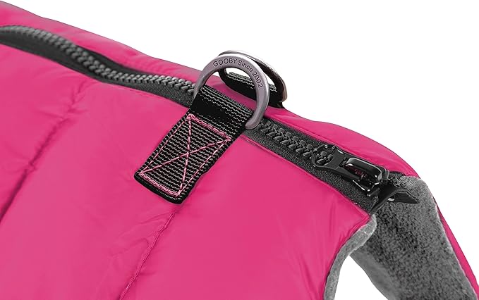 Gooby Padded Vest Dog Jacket - Solid Pink, Medium - Warm Zip Up Vest Fleece Jacket with Dual D Ring Leash Water Resistant for Small to Medium Dogs