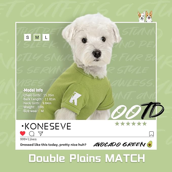 Koneseve Dog Shirts 2 Pack Soft Comfortable Clothes for Medium Large Dogs Brown & Avocado Green 4XL