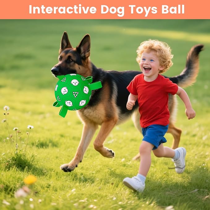 Dog Soccer Ball with Tabs, Durable Dog Soccer Ball, Puppy Water Toys Outdoor, Birthday Toys for Small & Medium Dogs, 6 Inch