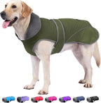Dogcheer Dog Coat, Waterproof Dog Jacket Reflective Pet Winter Coat with Adjustable Hook & Loop, Christmas Puppy Fleece Jacket Warm Turtleneck Snowsuit for Small Medium Large Dogs - Green, S
