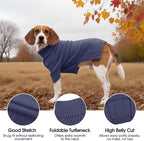 IECOii XXL Dog Sweater,Thermal Knit Big Dog Sweater with Sleeve,Pet Turtleneck Doggy Sweatshirt for Extra Large Dogs Boy Girl,Stretchy Large Dogs Cold Weather Outfit Pitbull Clothes,(Blue,XXL)