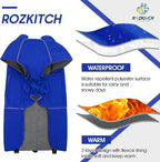 ROZKITCH Dog Coats for Large Dogs, Waterproof Raincoat Jacket Windproof Dog Rain Jacket with Fleece Liner & Leash Hole Elastic Bands for Large, Adjustable Belly Vest for Outdoor Hike Travel Blue 2XL