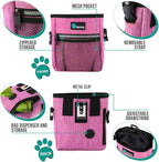 PetAmi Dog Treat Pouch, Pet Treat Pouch for Training, Dog Walking Bag Holder for Kibbles, Pet Food Toy, Dog Trainer Essentials Supplies, Poop Bag Dispenser, 3 Ways to Wear (Pink)