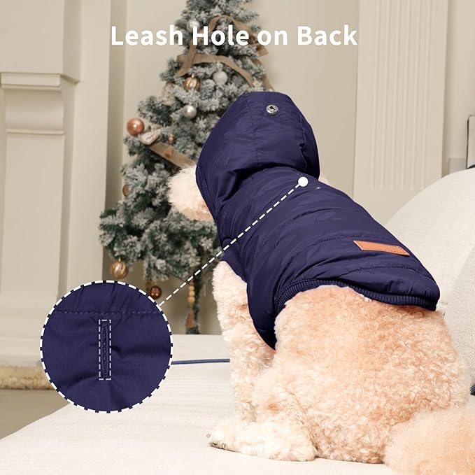 Fleece Lining Extra Warm Dog Hoodie in Winter for Large Dogs Jacket Pet Coats with Hooded,Blue XXXL