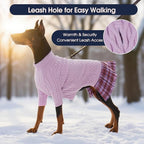 IECOii XL Dog Sweater Dress for Large Dogs Girl, Cable Knit Winter Dress for Female Dogs, Purple,XLarge, Soft Girl Dog Sweater with Tartan Plaid Skirt Cute Turtleneck Knitwear for Cold Weather