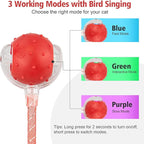 Interactive Cat Toys Ball for Indoor Cats, Automatic Agile Rolling Cat Ball with Elastic Mesh Tail, Bird Chirping & Motion Activated, 2 Tail Accessories, Kitten Toy for Bored (Red)