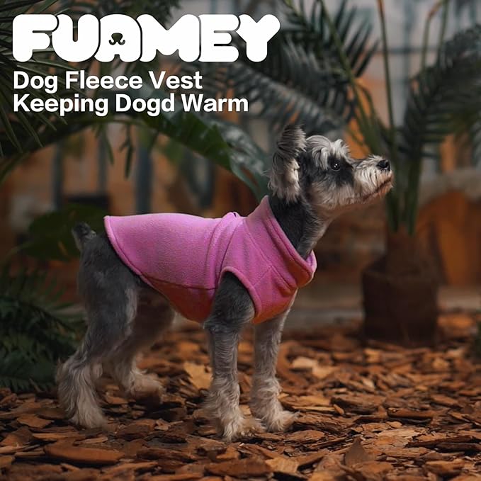 FUAMEY Dog Fleece Vest for Small Dogs,Warm Stretchy Dog Sweatshirts Pullover with Leash Hole Dogs Sweater Soft Pet Turtleneck Cozy Pet Vest Lightweight Sleeveless Pink S