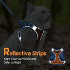 Dooradar Cat Harness and Leash Set, Escape Proof Lightweight Kitten Harness, Soft Breathable Reflective Vest for Outdoor Walking Traveling, Adjustable for Medium Cats, Orange & Blue, M