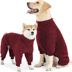 Dog Winter Coat, Warm Fleece Dog Jacket, Windproof Pullover Jumpsuit, Full Body Pajamas Onesie, Cold Weather Clothes for Medium Large Dog(2XL,Red)