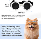 Dog Sunglasses for Small Breed, Small Dog Goggles for Puppy Cats, Goggles Eye Protection Windproof Dustproof Anti-UV with Adjustable Straps Pet Glasses Outdoor, Black-White